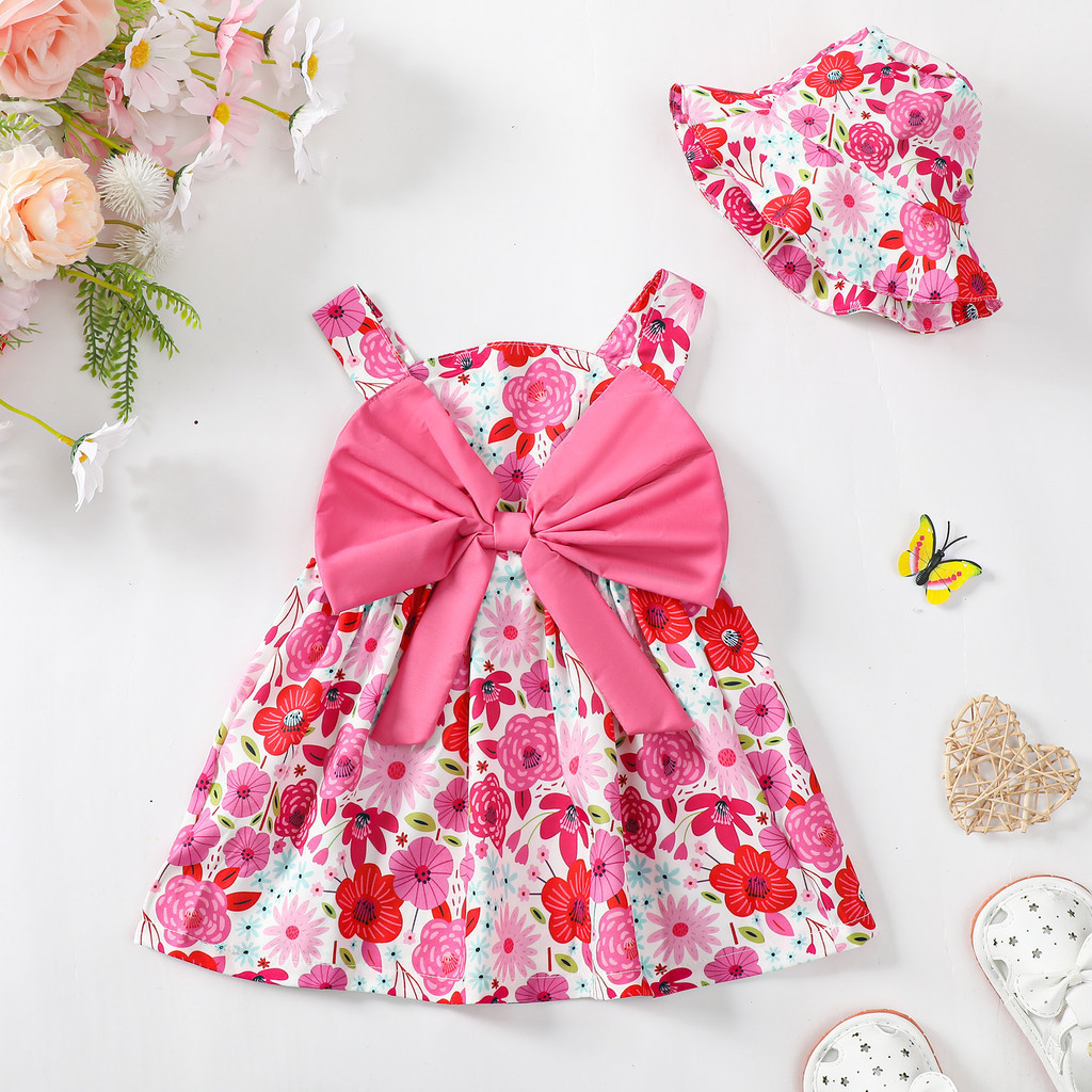Mô tả 0-3years Ternos Cho Trẻ Em Bé Gái Bộ 2 Chiếc Không Tay Có Mũ In Hoa Váy Cho Bé Ngoài Trời ootd Mùa Hè Phong Cách Thanh Lịch - 2