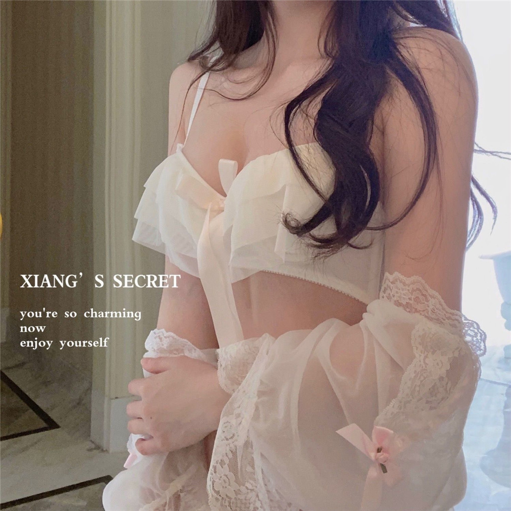 Ren Nhật Bản Không Dây Đẩy Lên Quần Lót Lưới Gạc Ngọt Ngào Cô Gái Xù Mùa Hè Gợi Cảm Quần Lót Áo Ngực Bộ