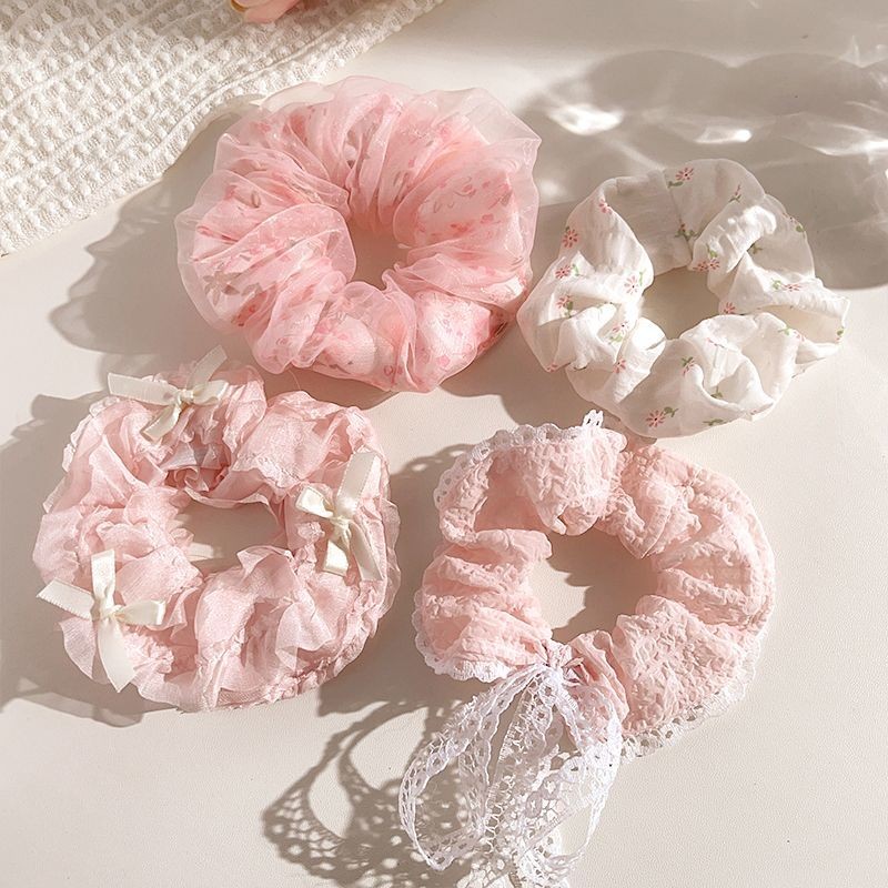 Bộ 7 Món Phong Cách Hàn Quốc Streamer Dây Buộc Tóc Lưới Scrunchy Dây Buộc Tóc Nữ Phụ Kiện Tóc