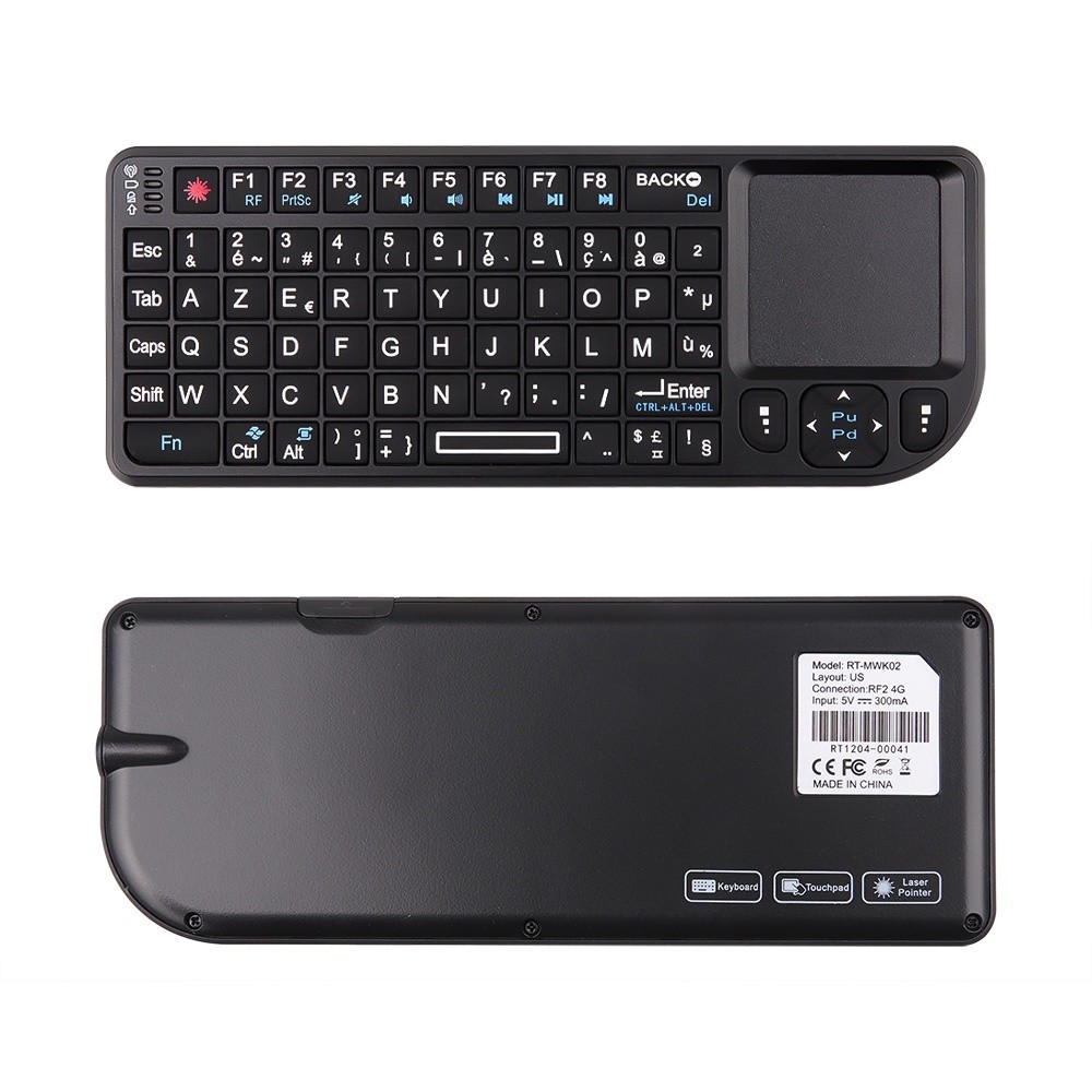 Bàn Phím Không Dây Mini 2.4G RF Tây Ban Nha Pháp Nga Bàn Phím Tiếng Anh Đèn Nền Chuột Bàn Di chuột Cho PC Notebook Hộp Tivi Thông Minh