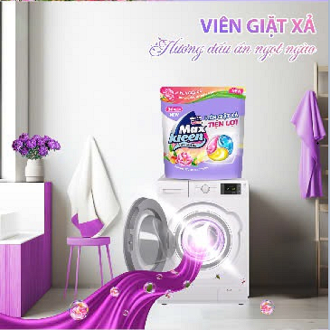 Mô tả Hộp Viên Giặt Xả MaxKleen Hương Dấu Ấn Ngọt Ngào 20 viên - 2