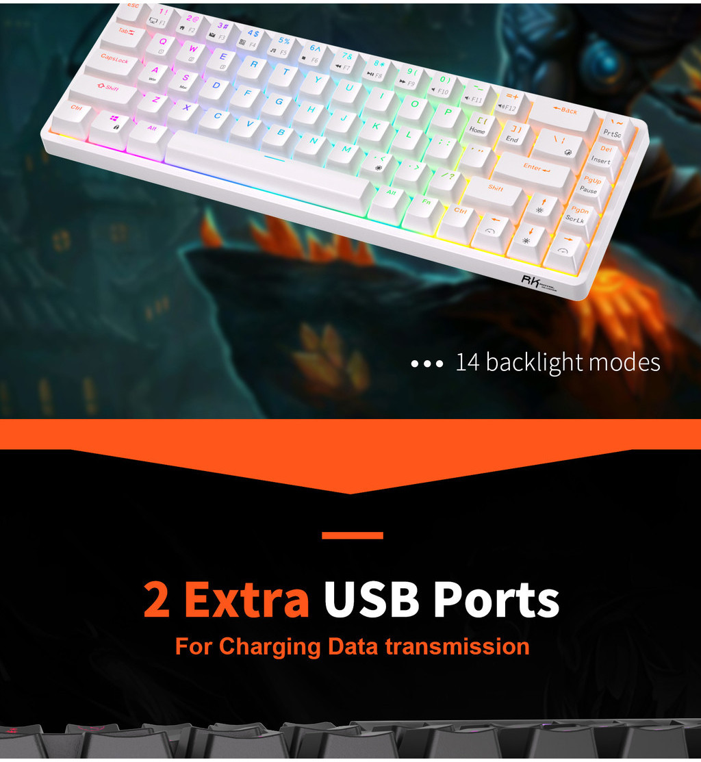 Mô tả Bàn phím không dây Mini cơ khí Royal Kludge RK837 RKG68 Bluetooth 2.4G Bàn phím 3 chế độ 68 phím có đèn nền RGB 60% RK G68 - 2