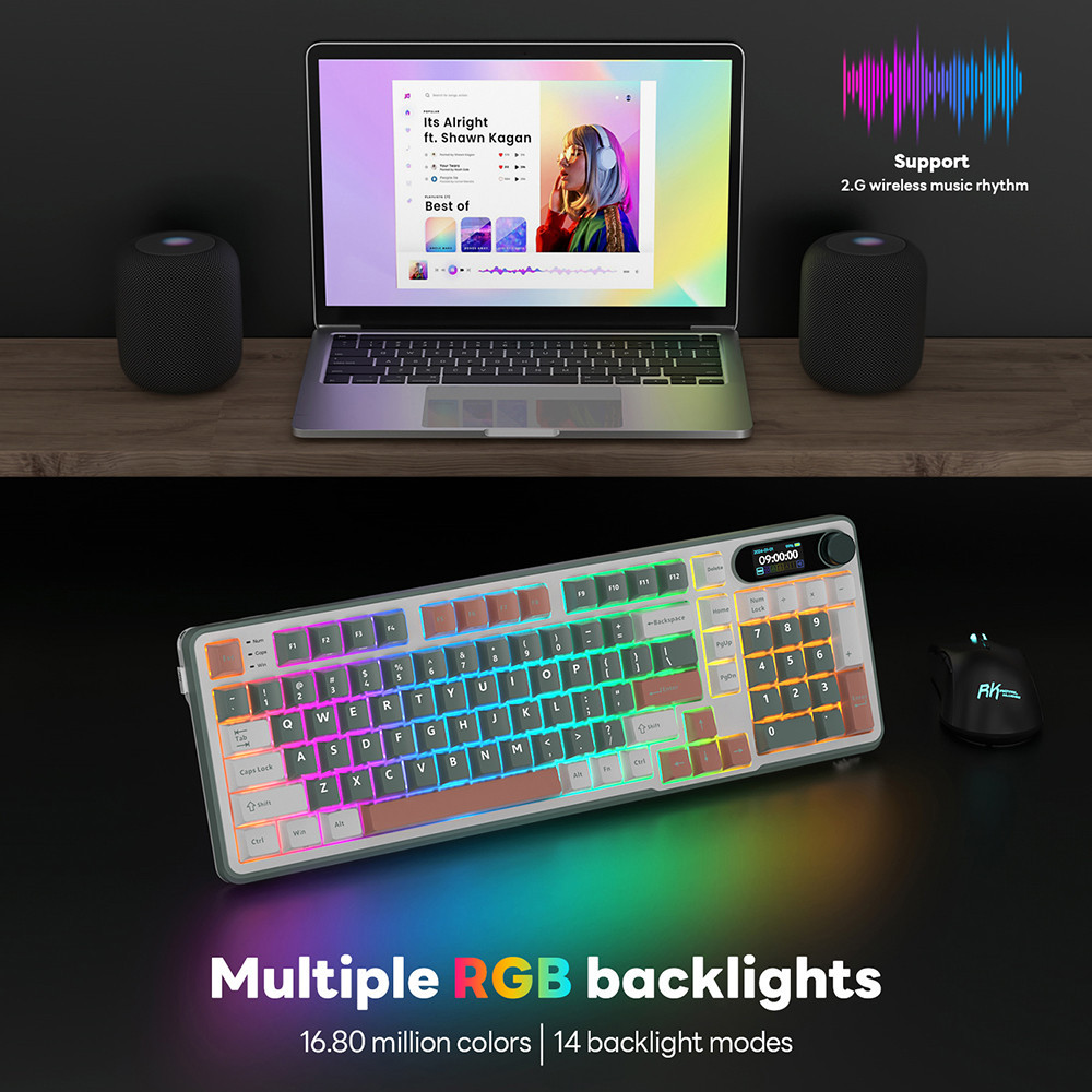 Mô tả Rk Royal Kludge RK S98 98 Key Tri-Mode RGB Có Dây Bluetooth 2.4G Không Dây 3 Chế Độ Với Màn Hình TFT - 5