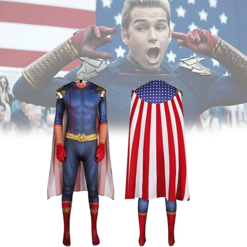 Áo choàng Cosplay Homelander màu xanh sành điệu cho trang phục biểu diễn sân khấu bé trai