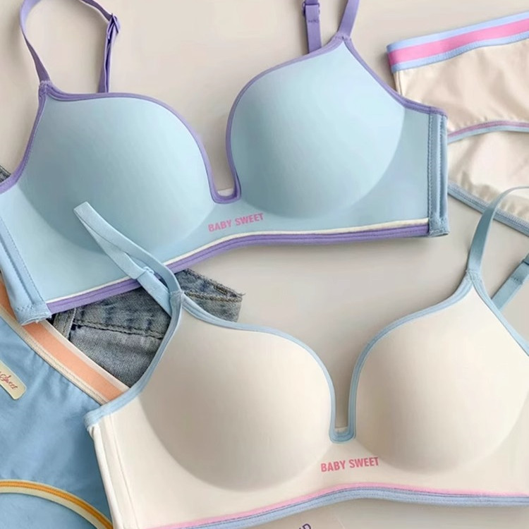 4 Màu Sắc Gợi Cảm Va Chạm Cô Gái Mềm Áo Ngực Liền Mạch Nữ Không Dây Quần Lót Push Up Nữ Bralette Đồ Lót