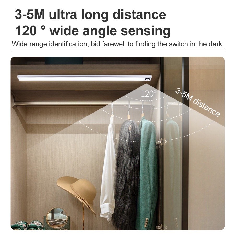 Có Thể Điều Chỉnh 3 Màu Đèn Ngủ LED Siêu Mỏng Cảm Biến Chuyển Động Thông Minh USB Không Dây Dưới Tủ Đèn Tủ Quần Áo Tủ Bếp Phòng Ngủ Chiếu Sáng