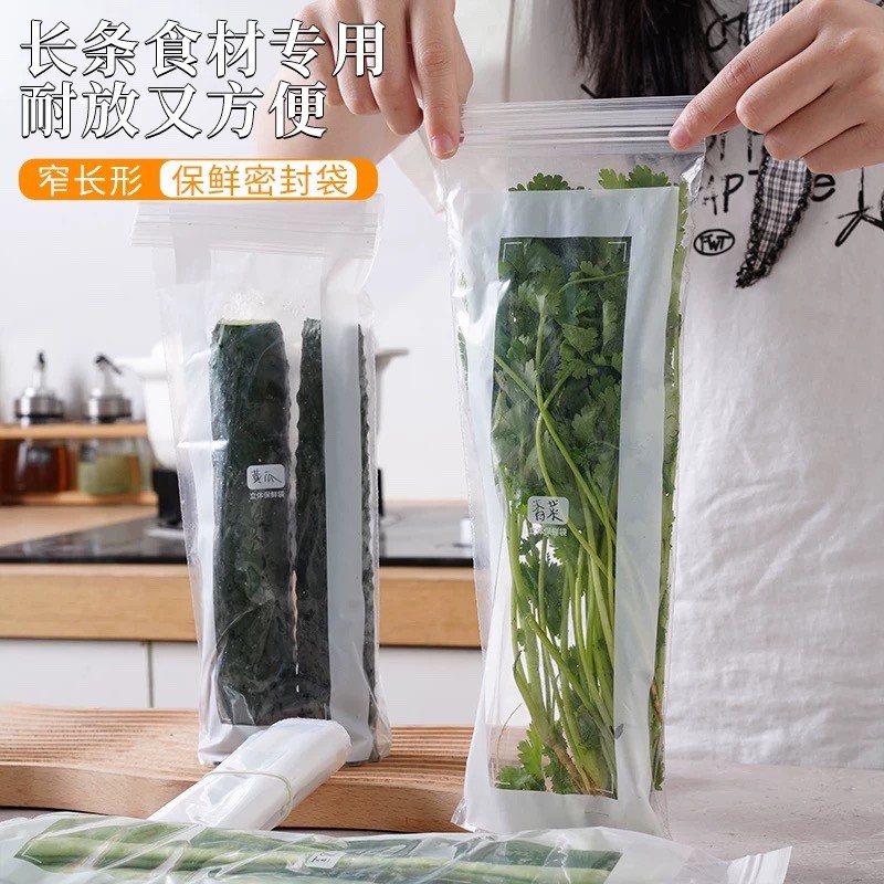 Túi Bảo Quản Rau Quả Dải Dài Thiết Kế Cói Trái Cây Tươi Giữ Túi Thực Phẩm Tủ Lạnh Túi Bảo Quản Nhà Bếp Kín Bao Bì Túi