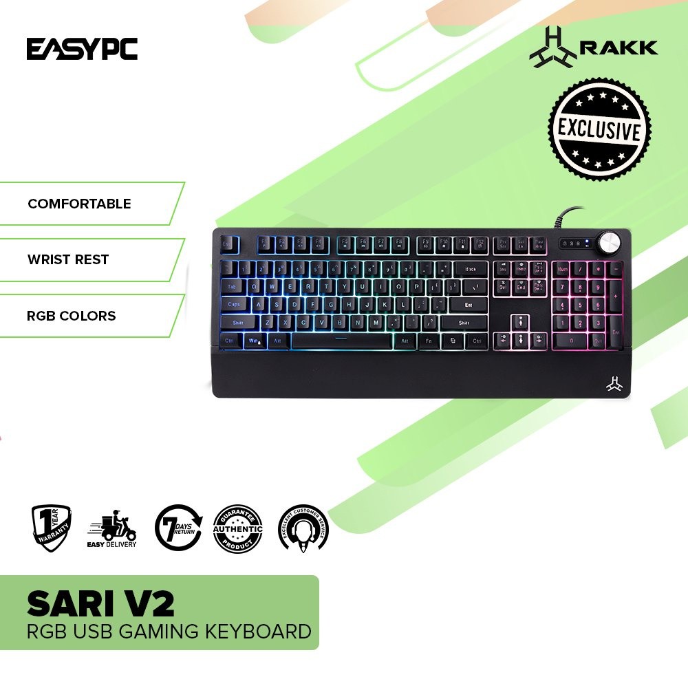 Easypc | Rakk Sari V2 RGB Usb Tích hợp tựa tay Doubleshot Keycaps Bàn ...