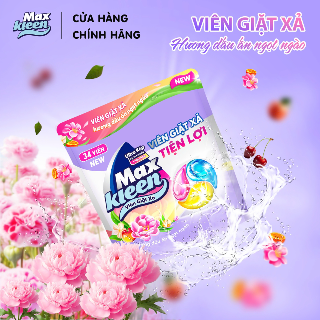 Mô tả Hộp Viên Giặt Xả MaxKleen Hương Dấu Ấn Ngọt Ngào 20 viên - 1