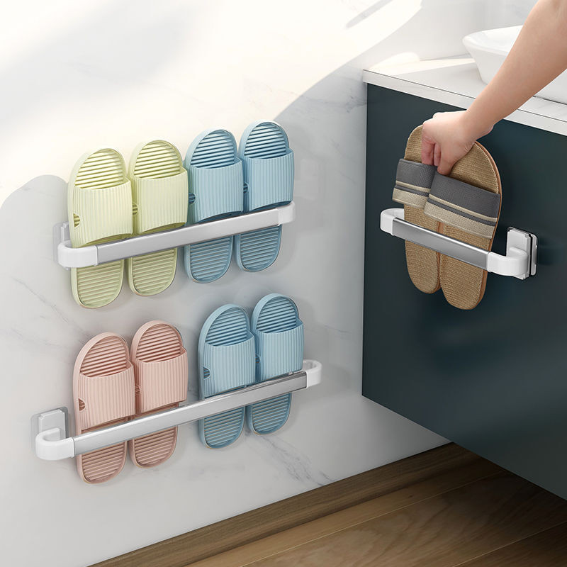 Bathroom slipper rack wall hanging toilet shoes storage artifact non ...