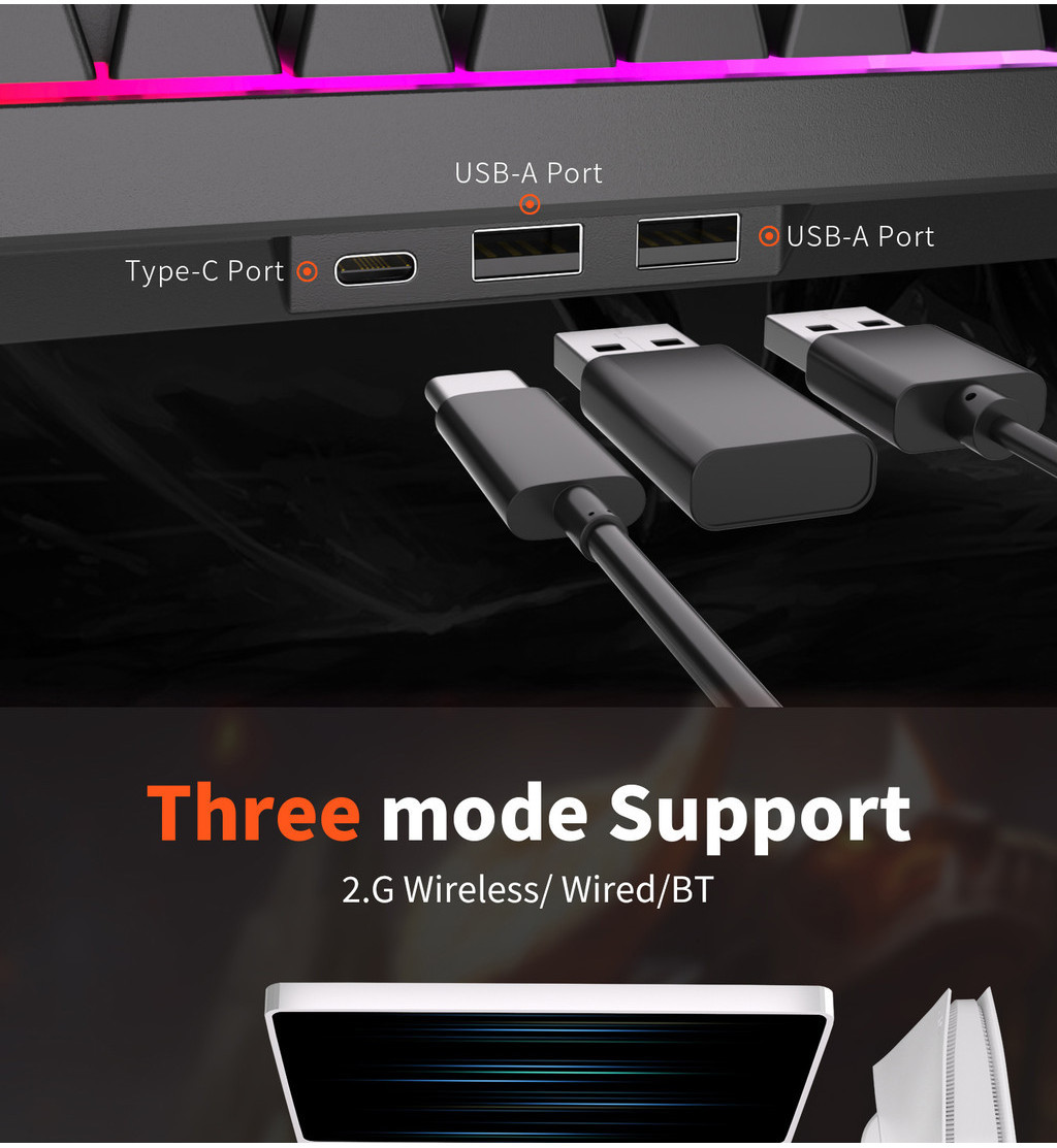 Mô tả Bàn phím không dây Mini cơ khí Royal Kludge RK837 RKG68 Bluetooth 2.4G Bàn phím 3 chế độ 68 phím có đèn nền RGB 60% RK G68 - 3