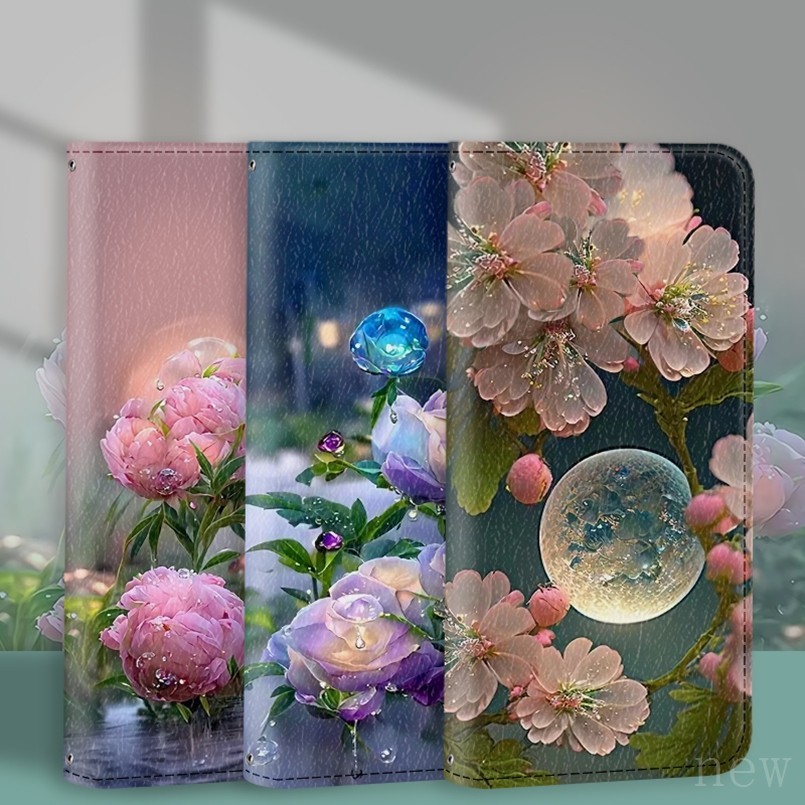 Ốp Lưng Thẻ Chống Sốc Thích Hợp Cho Apple iPhone 12 Mini 13 Pro max i13 Vỏ Da Từ Tính Hoa Vỏ Điện Thoại