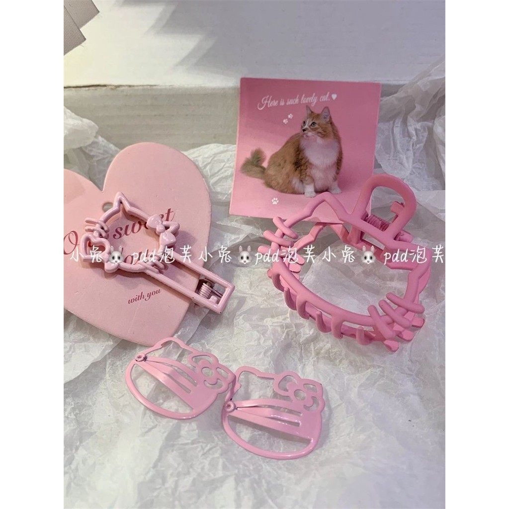 Pink kitty Kẹp Tóc Nơ kt Bên Nổ Kẹp Phụ Kiện Tóc Nữ Dễ Thương
