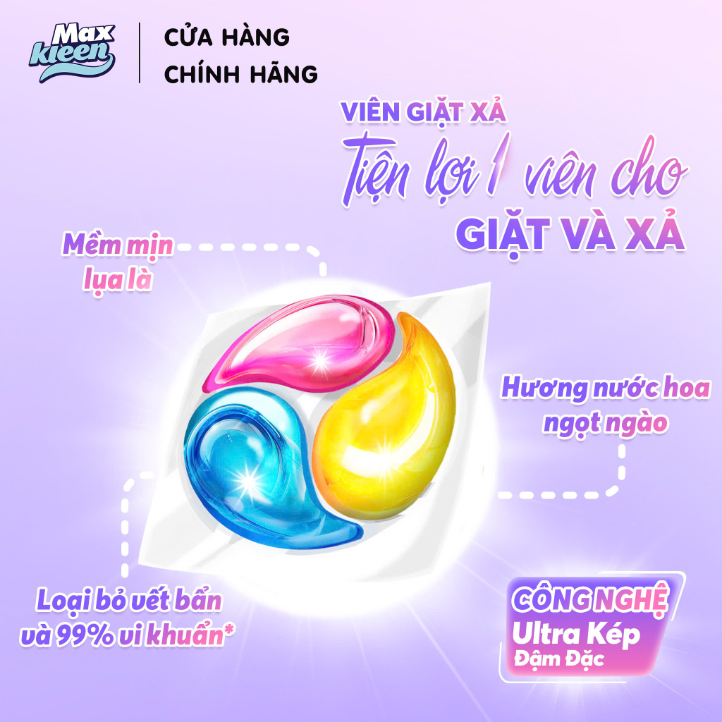 Mô tả Hộp Viên Giặt Xả MaxKleen Hương Dấu Ấn Ngọt Ngào 20 viên - 5