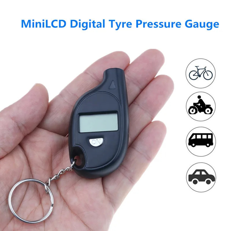 Máy đo lốp LCD Mini Máy đo áp suất kỹ thuật số Dụng cụ TPMS Xe đạp ô tô Động cơ Máy kiểm tra áp suất lốp Bộ chuyển đổi kiểm tra áp suất không khí