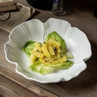 Trắng Thức Ăn Phương Tây Bít Tết Đĩa Ăn Hộ Gia Đình Đĩa Pháp Cánh Hoa Pasta Đĩa Gốm