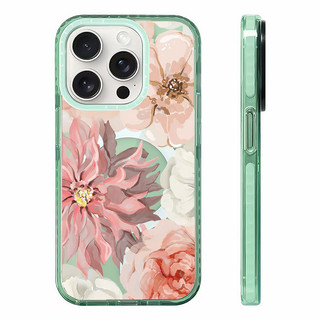 Retro Hoa Mẫu Đơn Tranh Sơn Dầu Không Dây Sạc Từ Tính Tương Thích Cho IPhone11 12 13 14 15 16ProMax Cover 16PLUS Silicon Mềm Trong Suốt Cản Vỏ Chống Sốc