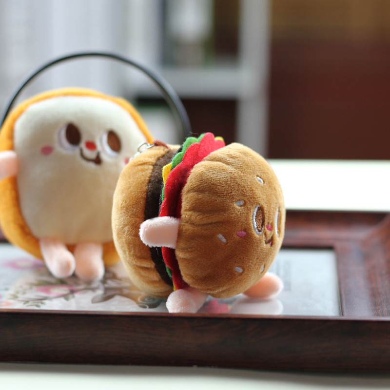 Đáng Yêu Hamburger Sang Trọng Hot Dog Gà Chân Khoai Tây Chiên Pháp Móc Khóa Ngắn Sang Trọng Quà Tặng Cho Trẻ Em