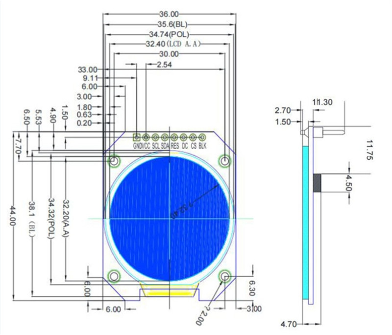 Màn Hình TFT 1.28 Inch TFT Màn Hình Hiển Thị Mô Đun Tròn RGB DC 3.3V ...
