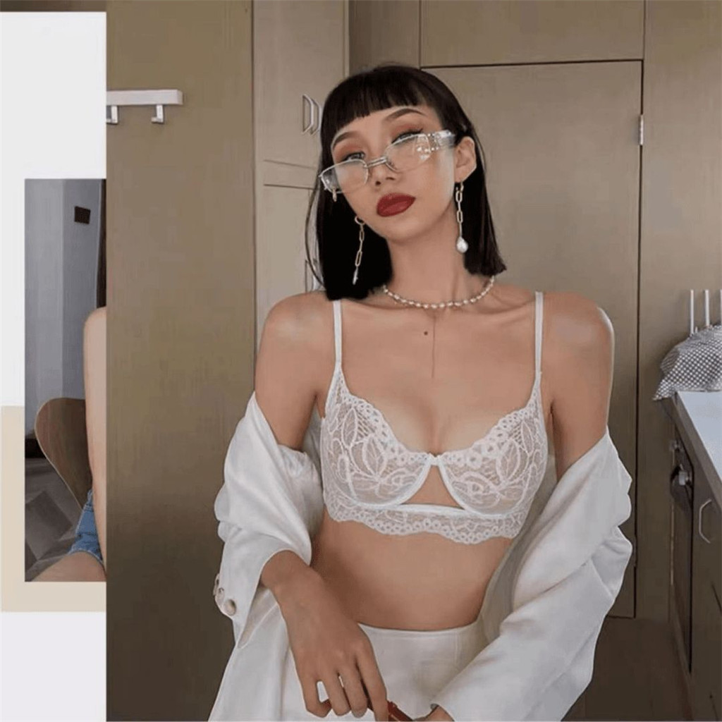 Pháp Siêu Mỏng Gợi Cảm Quần Lót Tập Hợp Chống Chảy xệ Ngực Lớn Nhìn Nhỏ Mỏng Áo Ngực Ren Nữ