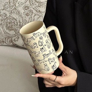 Nhóm Đơn Giản Cốc Mèo Cặp Đôi Ăn Sáng Cốc Cô Gái Hoạt Hình Dễ Thương Dung Tích Lớn Cốc Gốm Cà Phê