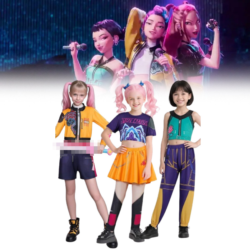 Demon Kids Kpop Hunters Rumi Mira Zoey Đầm Cosplay Không Tay Hoạ Tiết Sọc Cho Sự Kiện