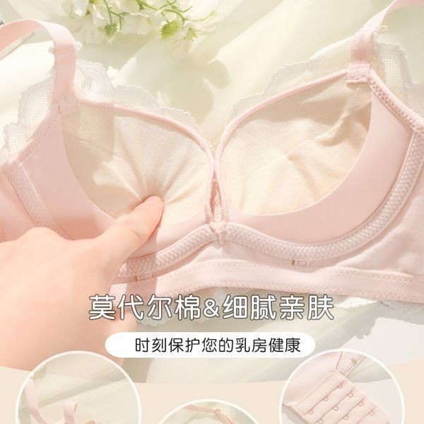 Phong Cách Mới Flat Breast AA Cup Quần Lót Bé Gái Vú Nhỏ Tập Hợp Nhìn Lớn Không Vòng Thép Nhận Ngực Áo Ngực Chống Chảy xệ
