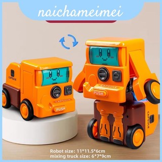 Xe tải nhựa kỹ thuật bé trai có chuyển động quán tính và chức năng biến hình có thể gập lại