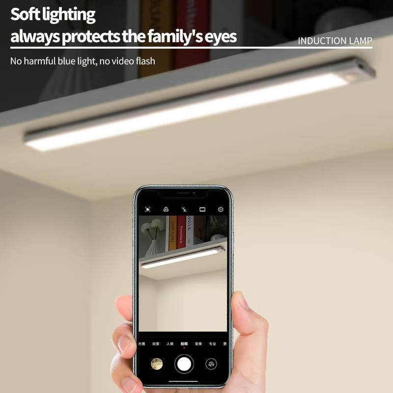 Có Thể Điều Chỉnh 3 Màu Đèn Ngủ LED Siêu Mỏng Cảm Biến Chuyển Động Thông Minh USB Không Dây Dưới Tủ Đèn Tủ Quần Áo Tủ Bếp Phòng Ngủ Chiếu Sáng