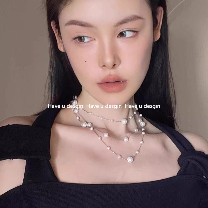 Have u desgin Vòng Cổ Ngọc Trai Cao Cấp Ánh Sáng Sang Trọng Thiết Kế Niche Xương Đòn Dây Xích Lớp Áo Len Dây Chuyền Vòng Cổ Sang Trọng