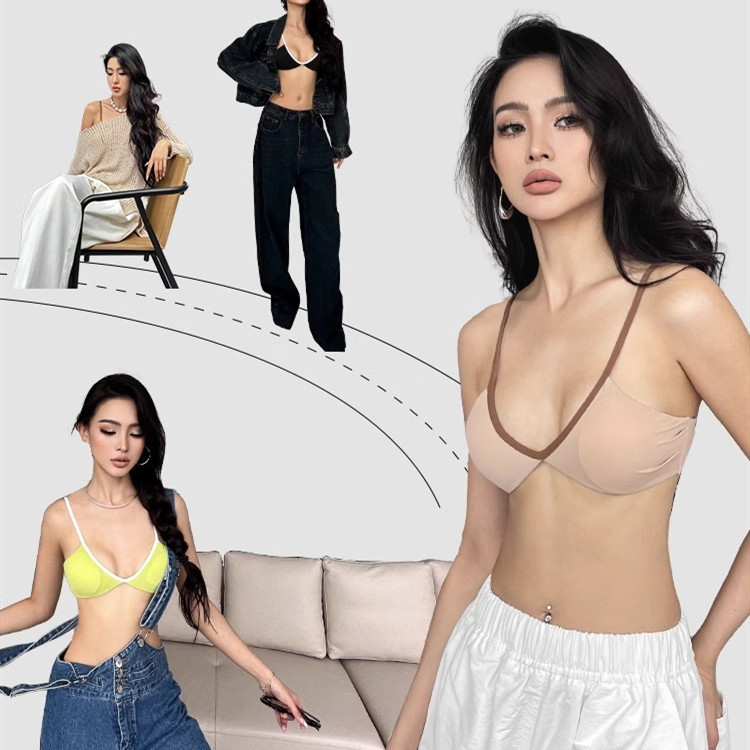 Kích thước: s-XL Ngực Nhỏ Bé Gái Đệm Mềm Áo Ngực Thoải Mái Nhẹ Nữ Không Dây Đồ Lót 3 / 4Thin Cốc Đồ Lót