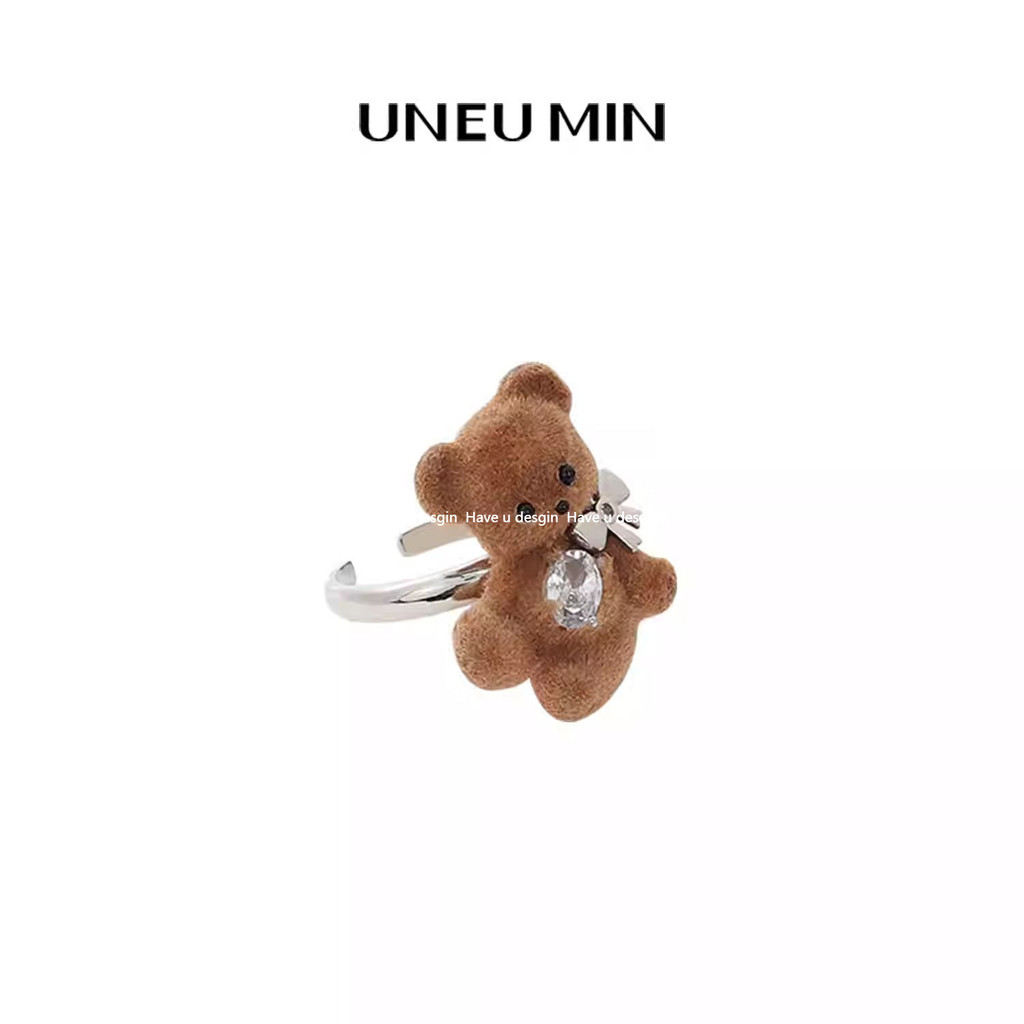 Có u desgin Đổ Xô Gấu Nơ Zircon Nguyên Bản Dễ Thương Cao Cấp Nhẫn Trang Sức Mở Nhẫn Trang Sức