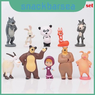 Và mê hoặc Masha The Bear Bộ nhân vật đồ chơi hoàn hảo cho bánh Toppers và bộ đồ chơi