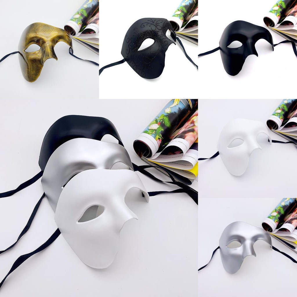 Mặt nạ trang phục Halloween cổ điển có thiết kế nửa mặt cho người lớn Cosplay dự tiệc