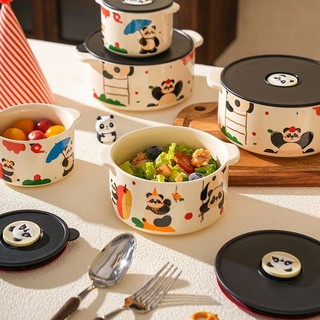 Bát giữ tươi bằng gốm Bát Bento kín có nắp Lò vi sóng Hoạt hình dễ thương Bát mì ăn liền Bát trái cây Hiệu suất cao