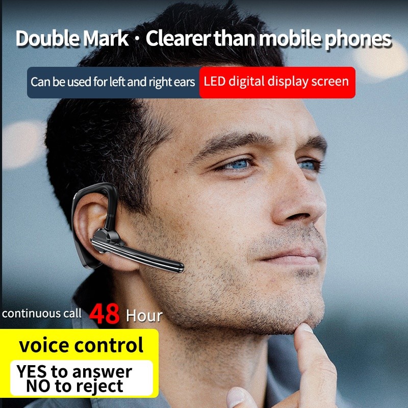 Tai nghe doanh nhân Bluetooth 5.2 không dây móc tai âm thanh nổi có mic V8S