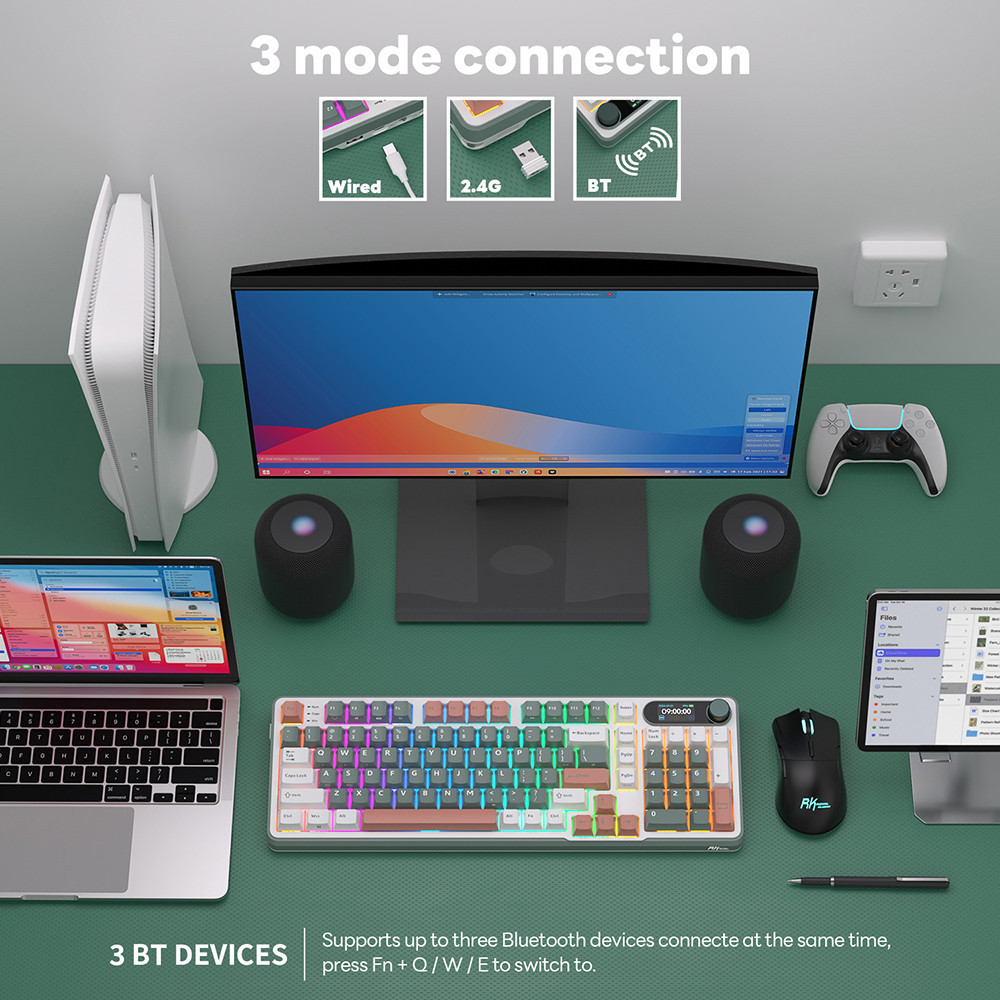 Mô tả Rk Royal Kludge RK S98 98 Key Tri-Mode RGB Có Dây Bluetooth 2.4G Không Dây 3 Chế Độ Với Màn Hình TFT - 3