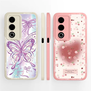Ốp Thiết Kế Mới Cho Oppo A3x (Trung Quốc) 5G Hình Bướm Hoạt Hình Dễ Thương Vuông Silicon Mềm Bảo Vệ Mặt Sau Cho OppoA3x (Trung Quốc) 5G Vỏ Siêu Mỏng Capa