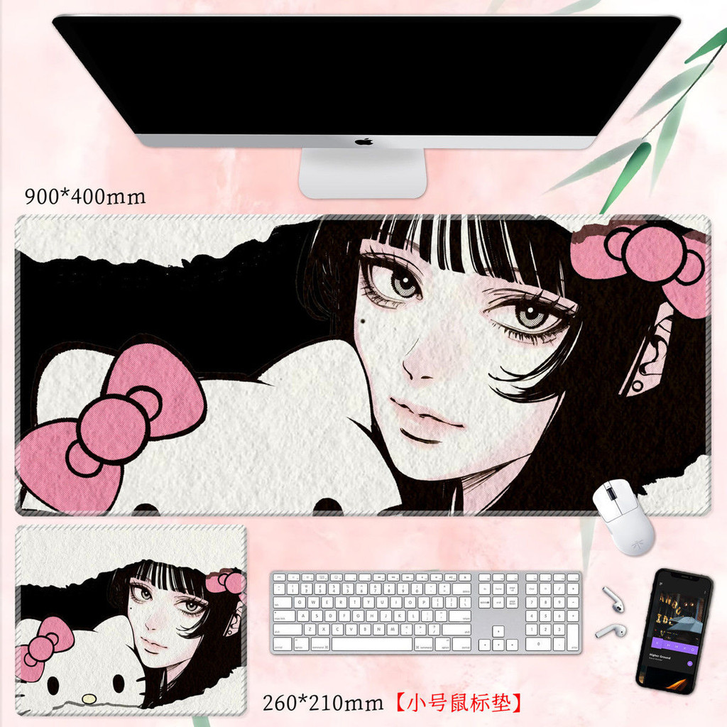 Sanrio Hello Kitty Kuromi Mouse Pad Cực Lớn Cao Cấp Thời Trang Quốc Gia Đen Hồng Bàn Phím Văn Phòng Miếng Lót Laptop Để Bàn