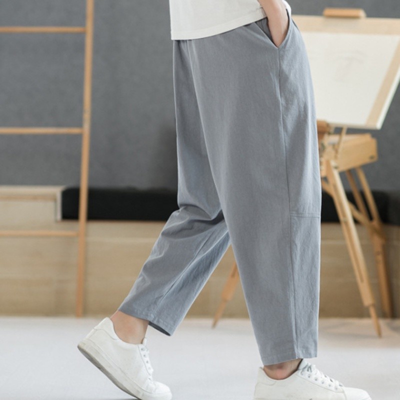 Quần Crop Nam IELGY Ống Rộng Đen
