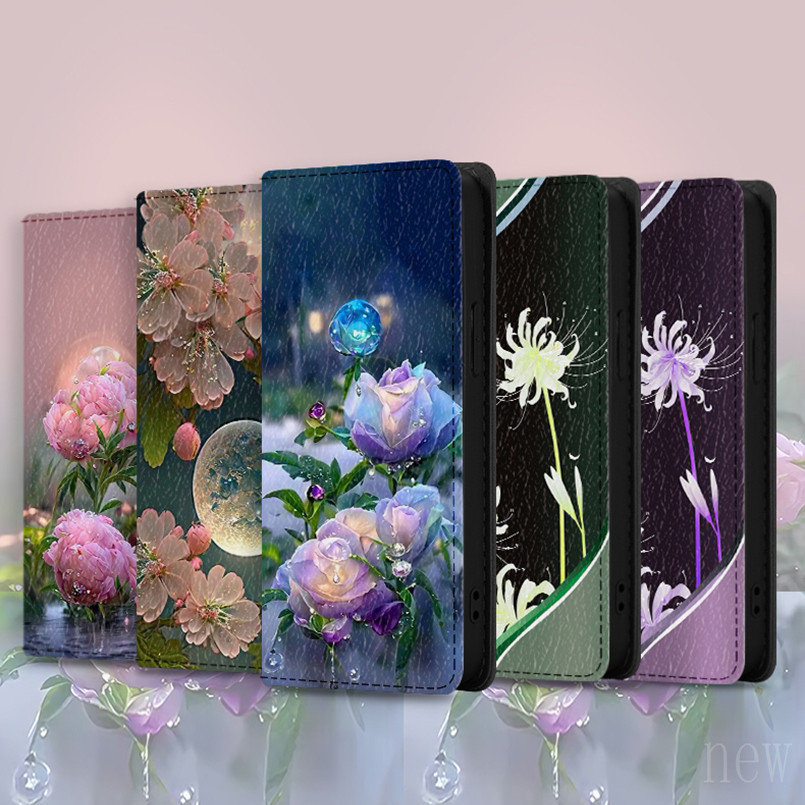 Ốp Lưng Thẻ Chống Sốc Thích Hợp Cho Apple iPhone 12 Mini 13 Pro max i13 Vỏ Da Từ Tính Hoa Vỏ Điện Thoại