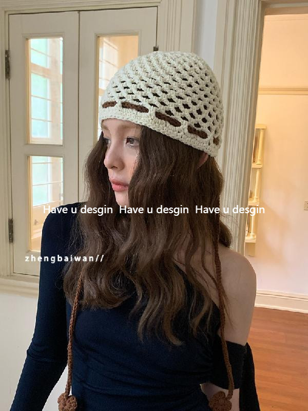 Have u desgin Rỗng Dệt Kim Mũ Lưới Mùa Hè Phong Cách Hàn Quốc Tất Cả Trận Đấu Handmade Móc Len Mũ Baotou Mũ Lạnh Đan