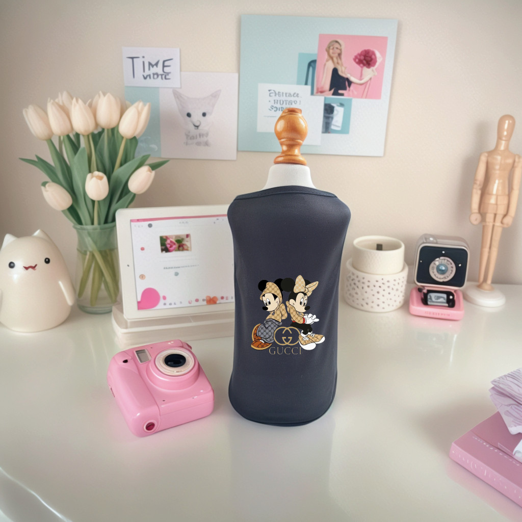 Áo Vest Thú Cưng Họa Tiết Chuột Hoạt Hình, Máy Có Thể Giặt Được, Thoải Mái Và Thoáng Khí Quần Áo Thú Cưng Không Tay Cho Mùa Xuân Hè, Thích Hợp Cho Chó Nhỏ Và Vừa Mèo