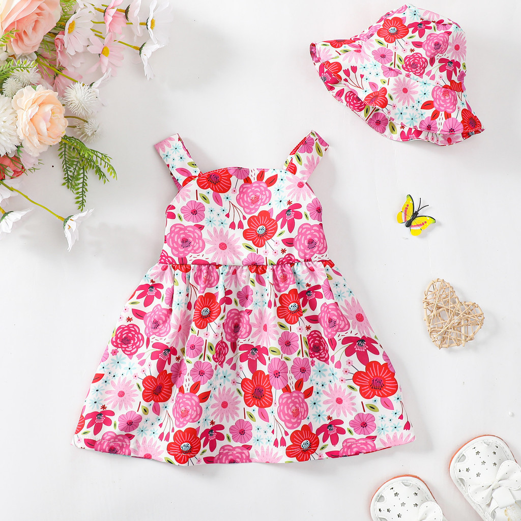 Mô tả 0-3years Ternos Cho Trẻ Em Bé Gái Bộ 2 Chiếc Không Tay Có Mũ In Hoa Váy Cho Bé Ngoài Trời ootd Mùa Hè Phong Cách Thanh Lịch - 3