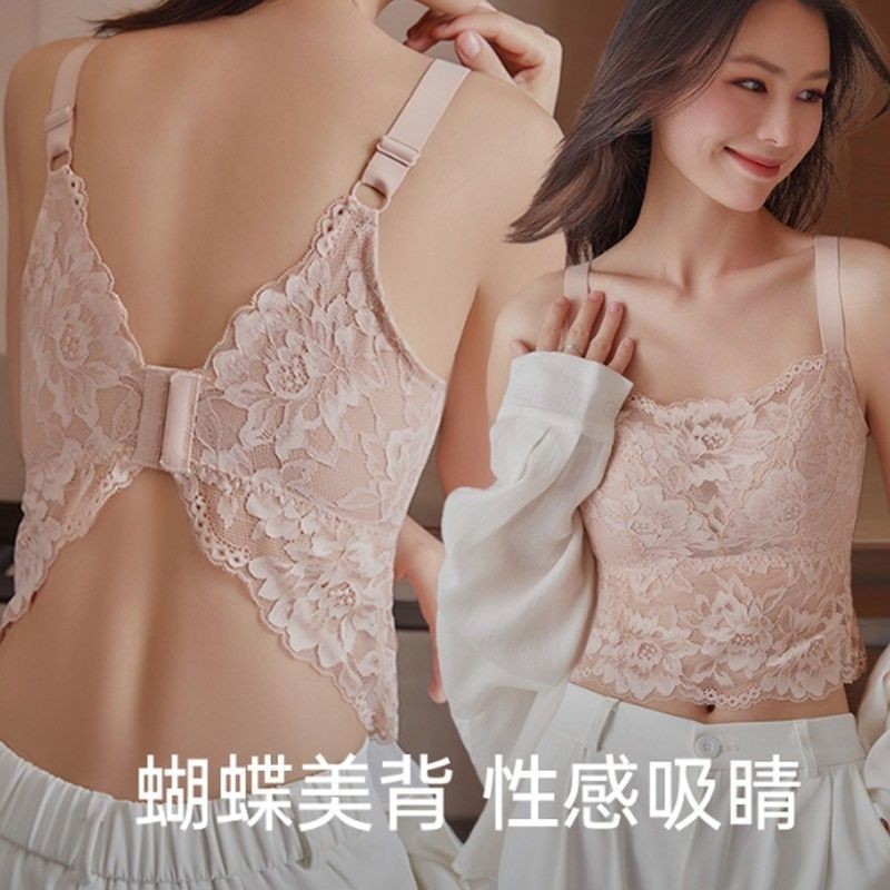 Quần Lót Ren Vú Lớn Nhìn Nhỏ Chống chói Full Cup Gợi Cảm Đẹp Lưng Ống Top Mùa Hè Nữ Mỏng Kích Thước Lớn Áo Ngực