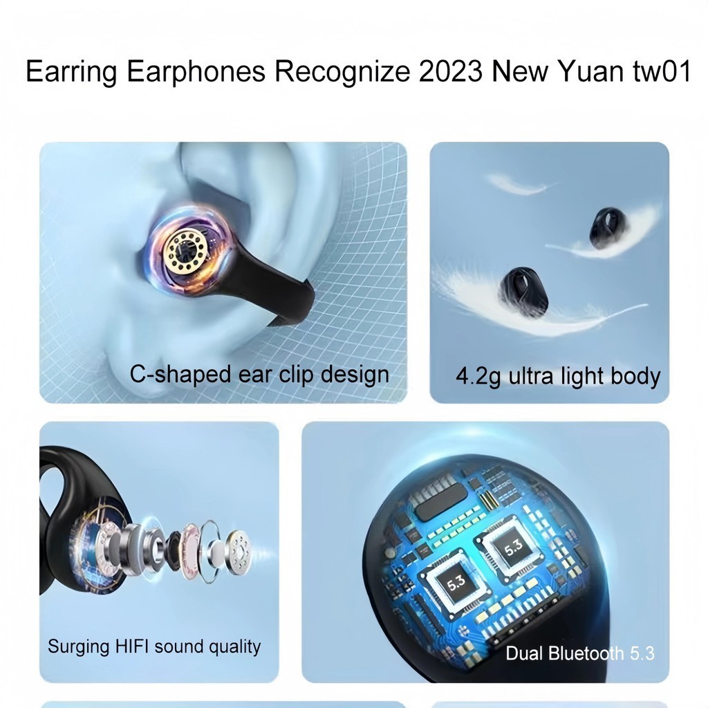 Mới 5.3 Dẫn truyền xương Tai nghe Bluetooth không dây Ambie Tai nghe thể thao Tai nghe chống nước chất lượng âm thanh HiFi
