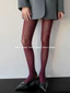 Retro Nâu Ngọt Ngào Cay Bạc Lụa Dọc Sọc Vớ Legging