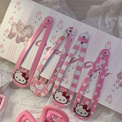 Pink kitty Kẹp Tóc Nơ kt Bên Nổ Kẹp Phụ Kiện Tóc Nữ Dễ Thương