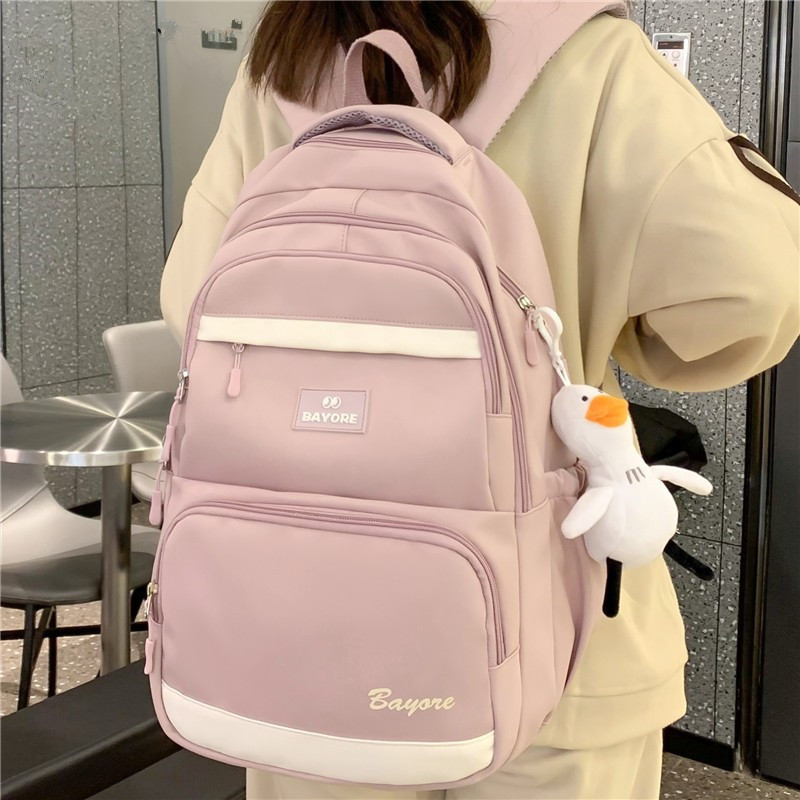 Túi đi học họa tiết vịnhore cho bé gái có cấu trúc bằng vải Polyester và túi bên ngoài cần thiết hàng ngày cho