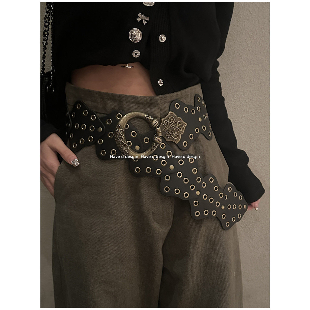 Có bạn desgin
 Phong Cách Mới Đinh Tán Retro vintage Thắt Lưng Phong Cách Mỹ Khâu Không Đều Hot Girl Phương Tây Kim Loại Đầm Thắt Lưng